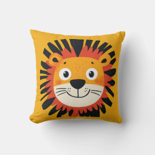 Djungel kul lejon barnkammare Handritad design Kudde