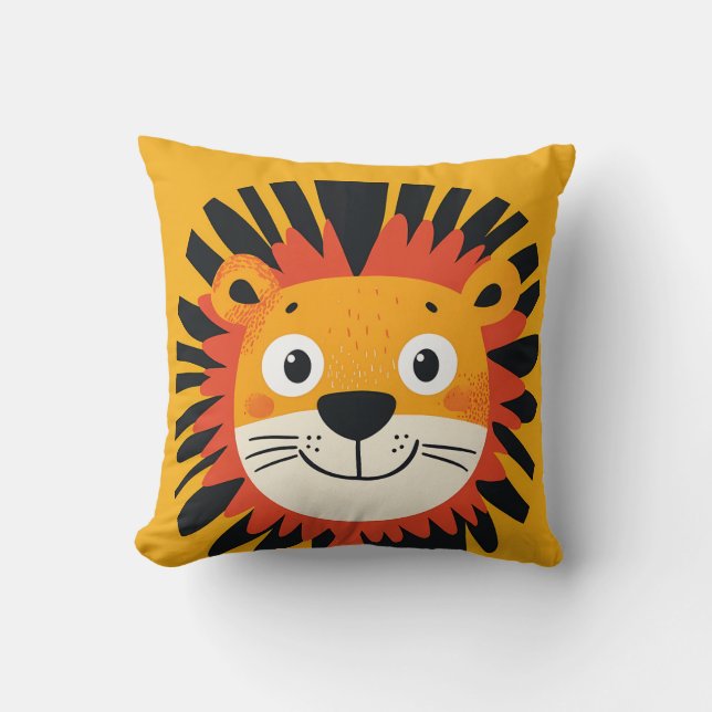 Djungel kul lejon barnkammare Handritad design Kudde (Framsida)