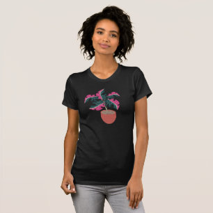 Djungel och tropisk Monstera rosa blad T Shirt