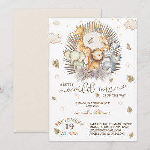 Djungel Safari Djur Baby Shower  Inbjudningar