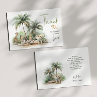 Djungel Safari Djur Baby Shower Platt Tack Kort