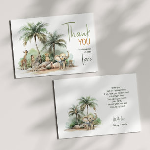 Djungel Safari Djur Baby Shower Platt Tack Kort