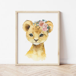 Djungel Safari Djur Barnkammar Konst, Watercolor L Poster