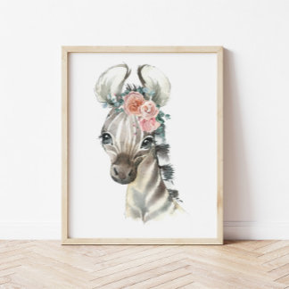 Djungel Safari Djur Barnkammare Konst, Vattenfärg  Poster