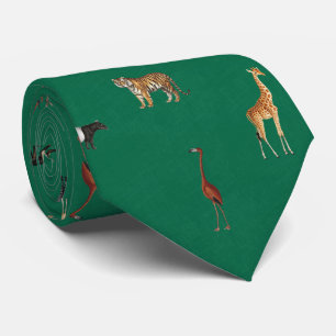 Djungel Safari Djur Mönster Kelly Grön Halsduk Slips