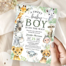 Djungel Safari Djur Pojke Baby Shower Tropisk