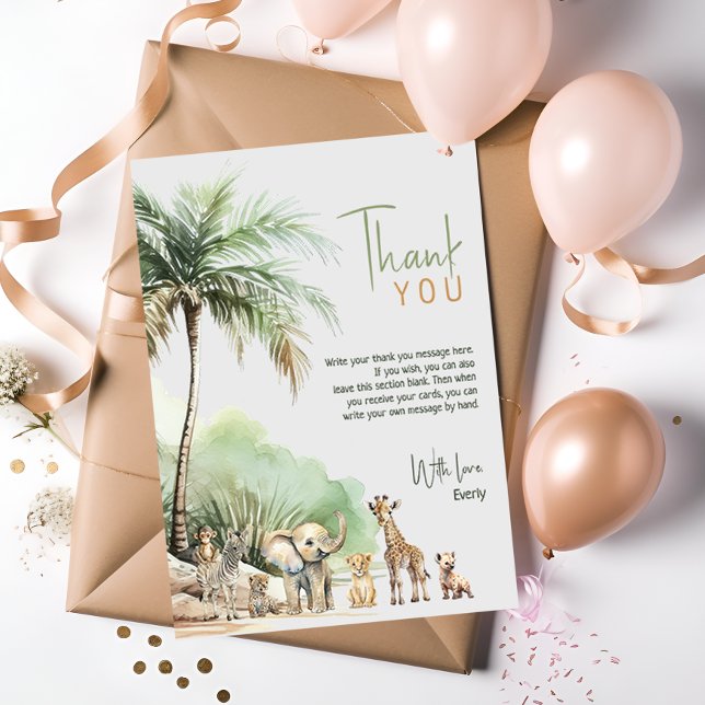 Djungel Safari Djur Vertikal Barnkalas Tack Kort (Skapare uppladdad)