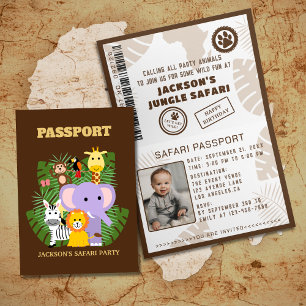 Djungel Safari Pass Personlig Barnkalas Inbjudan