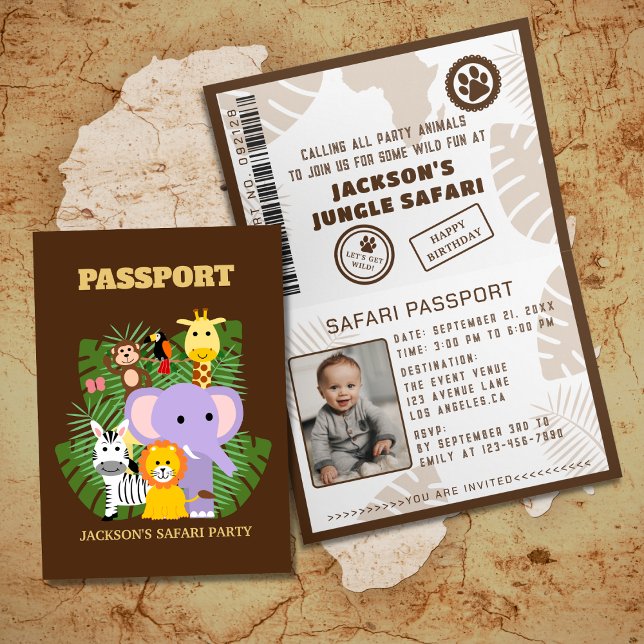 Djungel Safari Pass Personlig Barnkalas Inbjudan (Skapare uppladdad)