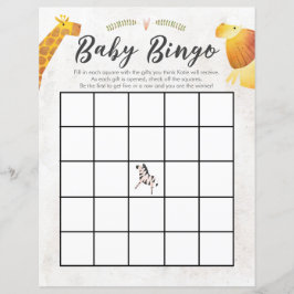 Djungel & Safari Tema Baby Bingo Baby Shower-spel