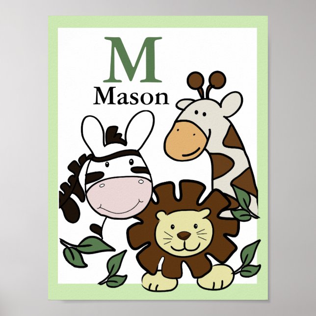 Djungel safari tryck Baby Zoo Djur (Framsidan)