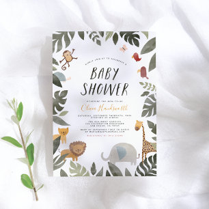 Djungel Sagobok Illustration Pojke Bebis Shower Inbjudningar