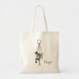 Djungel Tropisk Växt Macrame Hängare Illustration Tygkasse