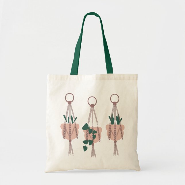 Djungel Tropiska Växter Macrame Vägghängare Illust Tygkasse (Framsidan)
