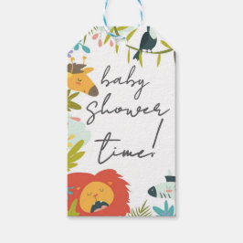 Djungel vilda djur baby shower presentetikett