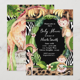 Djungelapa & Giraff Baby Shower-kort Inbjudningar