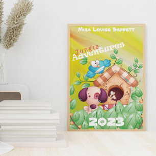 Djungeläventyr med namn Barnkammarposter Poster