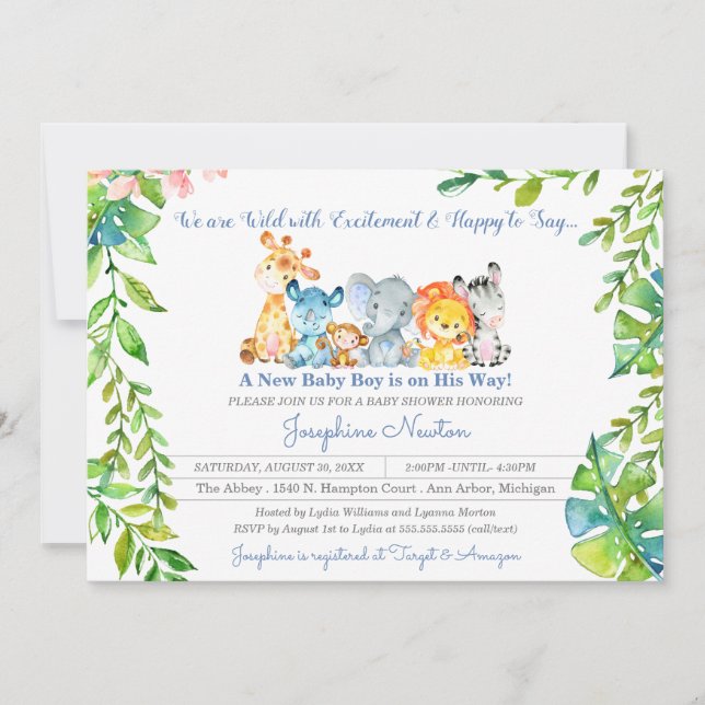 Djungeläventyrs-inbjudan för pojke eller flicka me inbjudningar (Framsida)