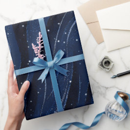 Djungelblå Fint Mörkblått Glittermönster Presentpapper