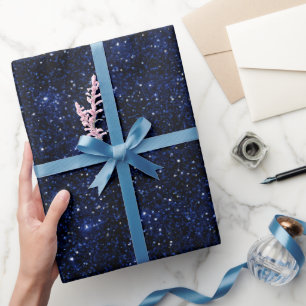 Djungelblå Fint Mörkblått Glittermönster Presentpapper