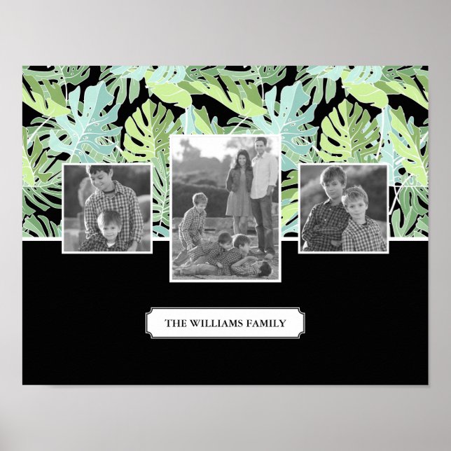 Djungelblommig mönster | Familjefoton & Text Poster (Framsidan)
