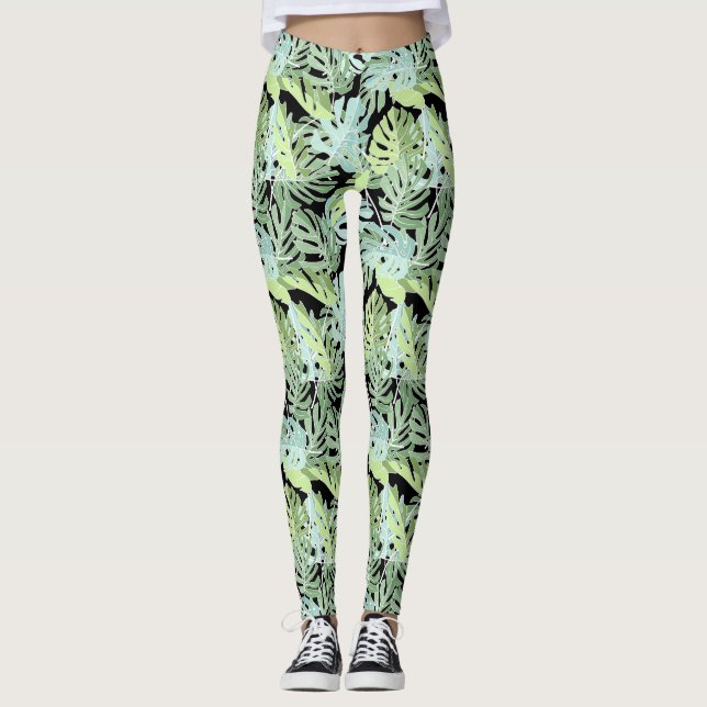 Djungelblommönster 2 leggings (Framsida)