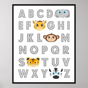 Djungeldjur Alfabet Poster