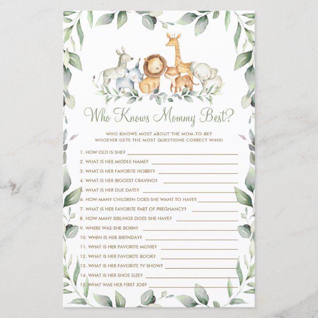 Djungeldjur Grönska Vem Vet Mamma Bäst Lek (Framsida)