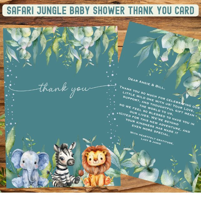 Djungeldjur Safari  Baby Shower Tackkort Inbjudningar (Skapare uppladdad)