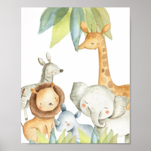 Djungeldjur Safari Barn Söta Poster