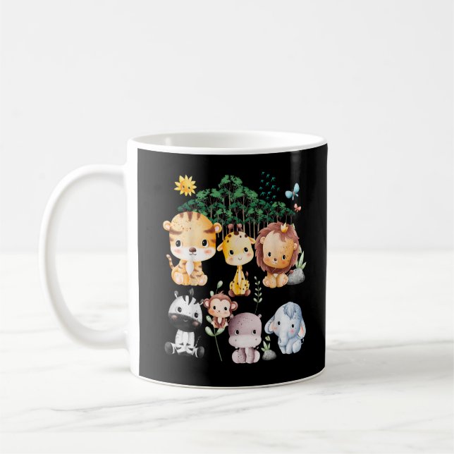 Djungeldjur Vilda Djur Safari Skog Tema Söt Ba Kaffemugg (Vänster)