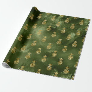 Djungelgrön gul ananas tropisk frukt presentpapper