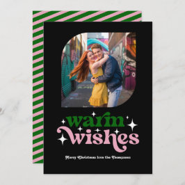 Djungelgrön & Rosenskär Modern Retro Jul Foto Julkort