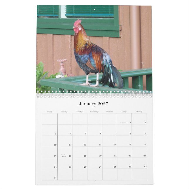 Djungelhönor av den Kauai 2010 kalendern Kalender (Jan 2027)