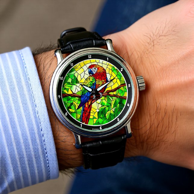 Djungeljuvel" - Färgat Glas Papegoja  Armbandsur (Skapare uppladdad)