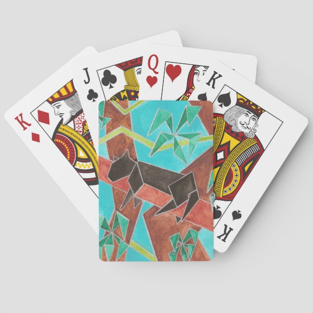Djungelpanter Original Abstrakt Konst Casinokort (Baksidan)