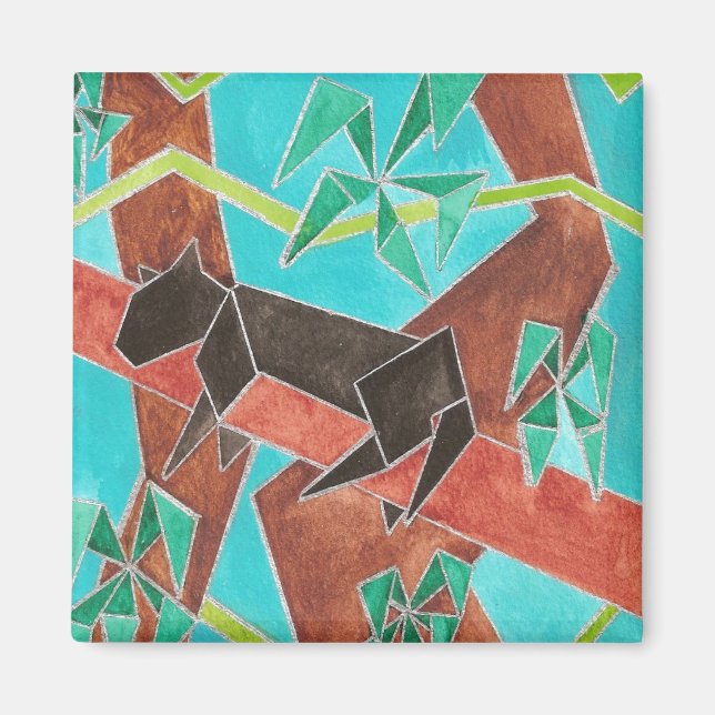 Djungelpanter Original Abstrakt Konst Magnet (Framsidan)