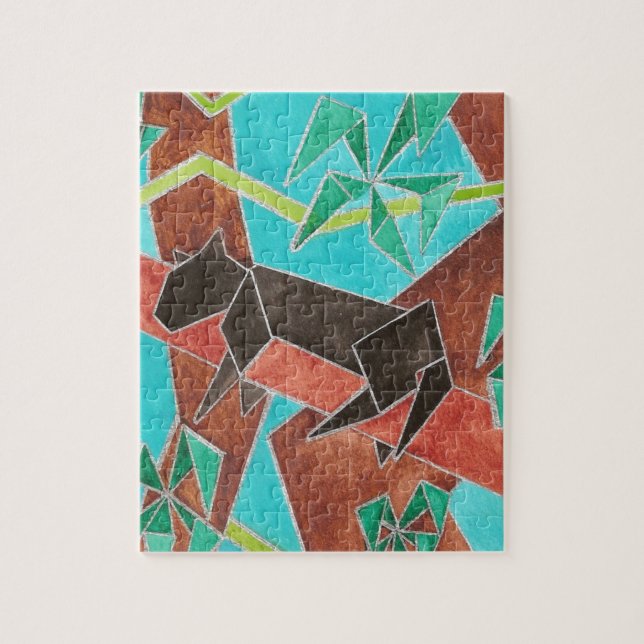 Djungelpanter Original Abstrakt Konst Pussel (Vertikal)