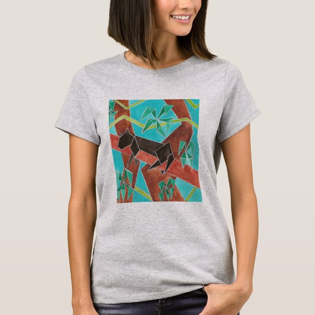 Djungelpanter Original Abstrakt Konst T Shirt (Framsida)