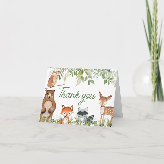 Djungelsafari Djur Baby Shower Tack Kort (Framsida)