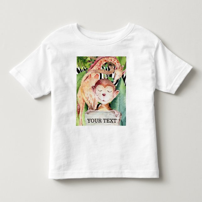 Djungelsafari Djur Giraff Apa Personlig Tee (Framsida)