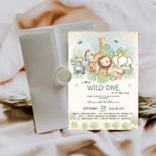 Djungelsafari djur tropisk baby shower inbjudningar