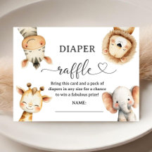 Djungelsafari för barn Baby Shower Blöja Lotteri