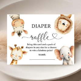 Djungelsafari för barn Baby Shower Blöja Lotteri Tilläggskort