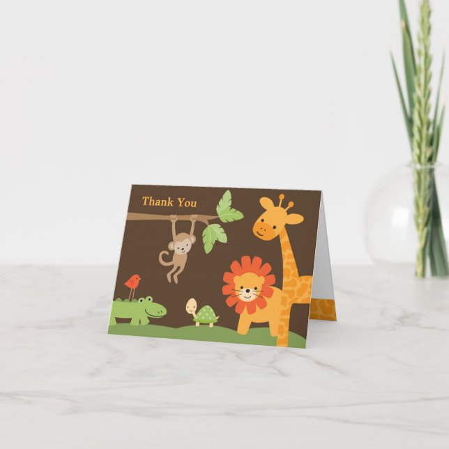 DjungelSafaribaby shower noterar kortet Tack Kort (Framsida)