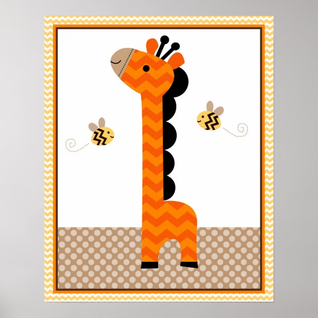 Djungelstack Giraff Baby Nursery Art/Poster Poster (Framsidan)