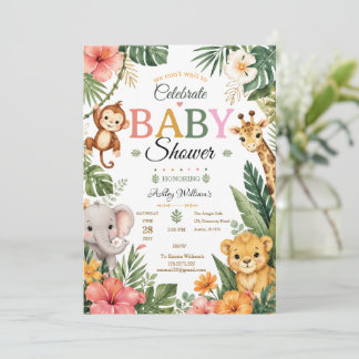 Djungeltema Baby shower Inbjudningar