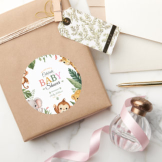 Djungeltema Baby shower Runt Klistermärke