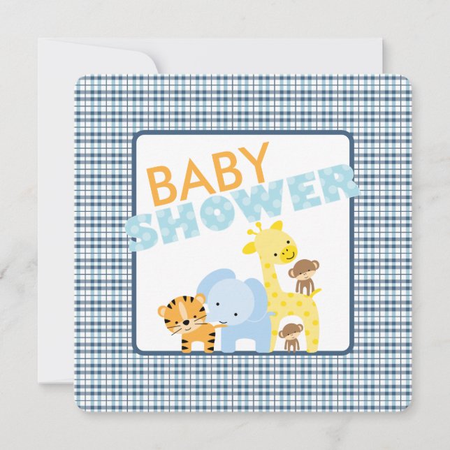 Djungur djur baby shower-inbjudningar inbjudningar (Framsida)
