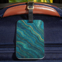Djup Blå Ocean Marmor Agat Textur Bagagebricka
